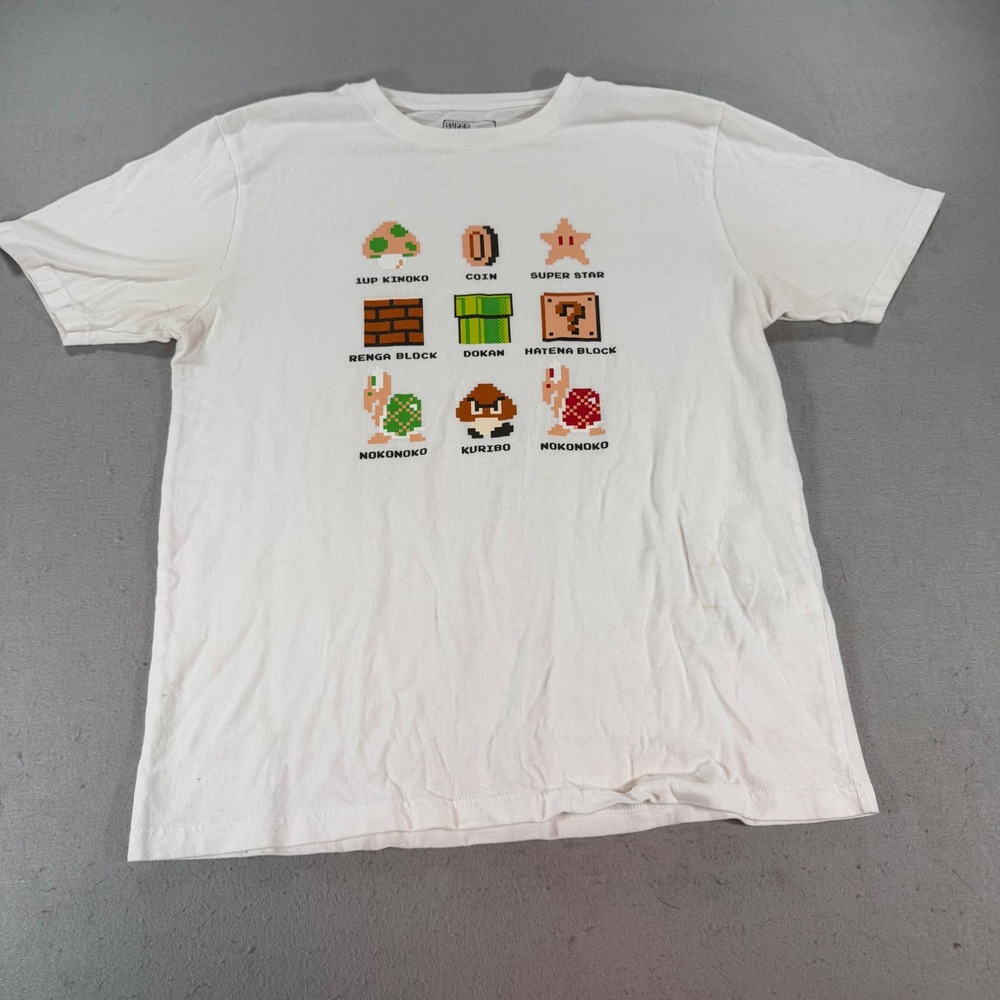Nintendo Super Mario Bros 8-Bit Graphic Tee White Men's L